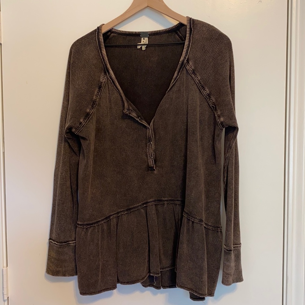 Free People Waffle-Knit Henley